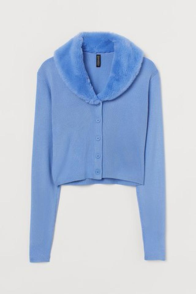 画像: フェイクファーカラーカーディガン¥2,999