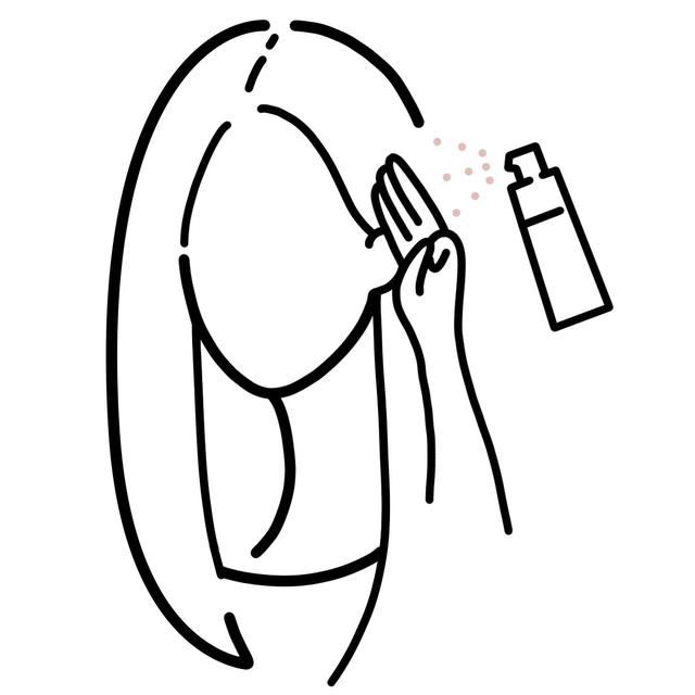 画像: 塗布する際は指3本分くらい離した距離から塗布してください。 塗布したところから、前頭〜頭頂部全体へなじませていきます。