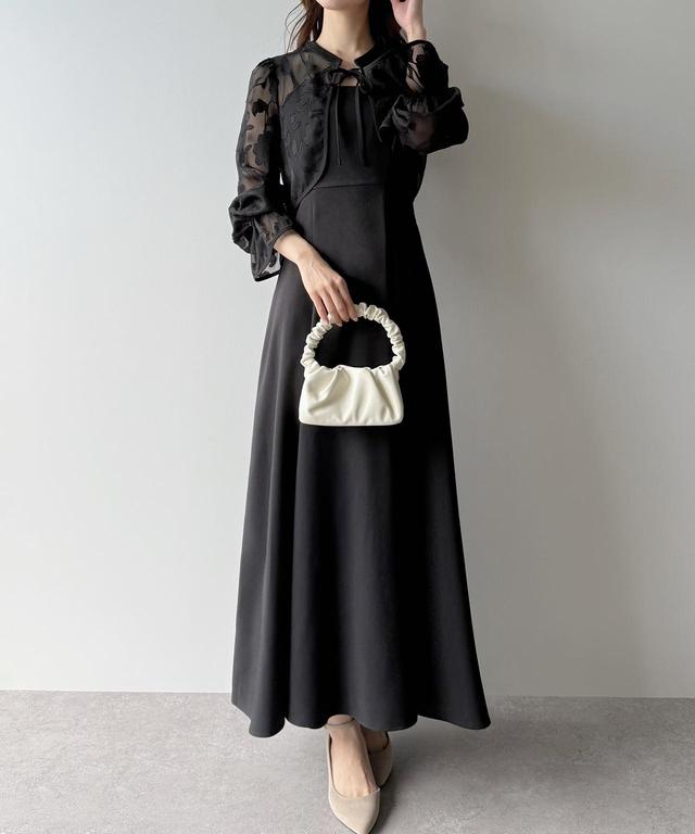 画像: ・前後2wayフラワージャガードシアーボレロ+フレアキャミワンピースset