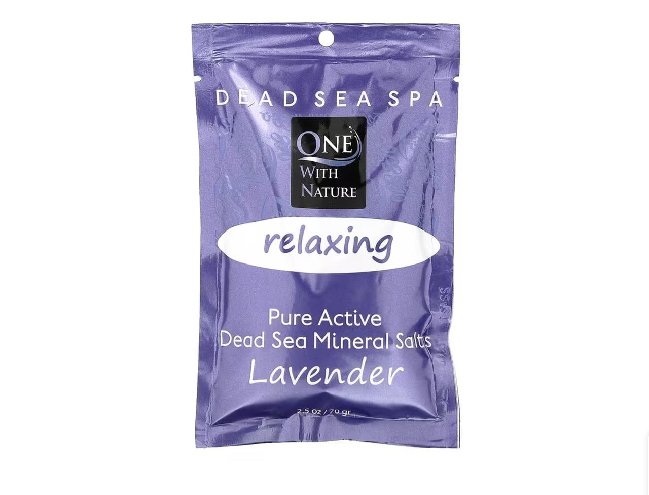 画像: One with Nature, 死海ミネラルソルト、リラックス、ラベンダー / iHerb