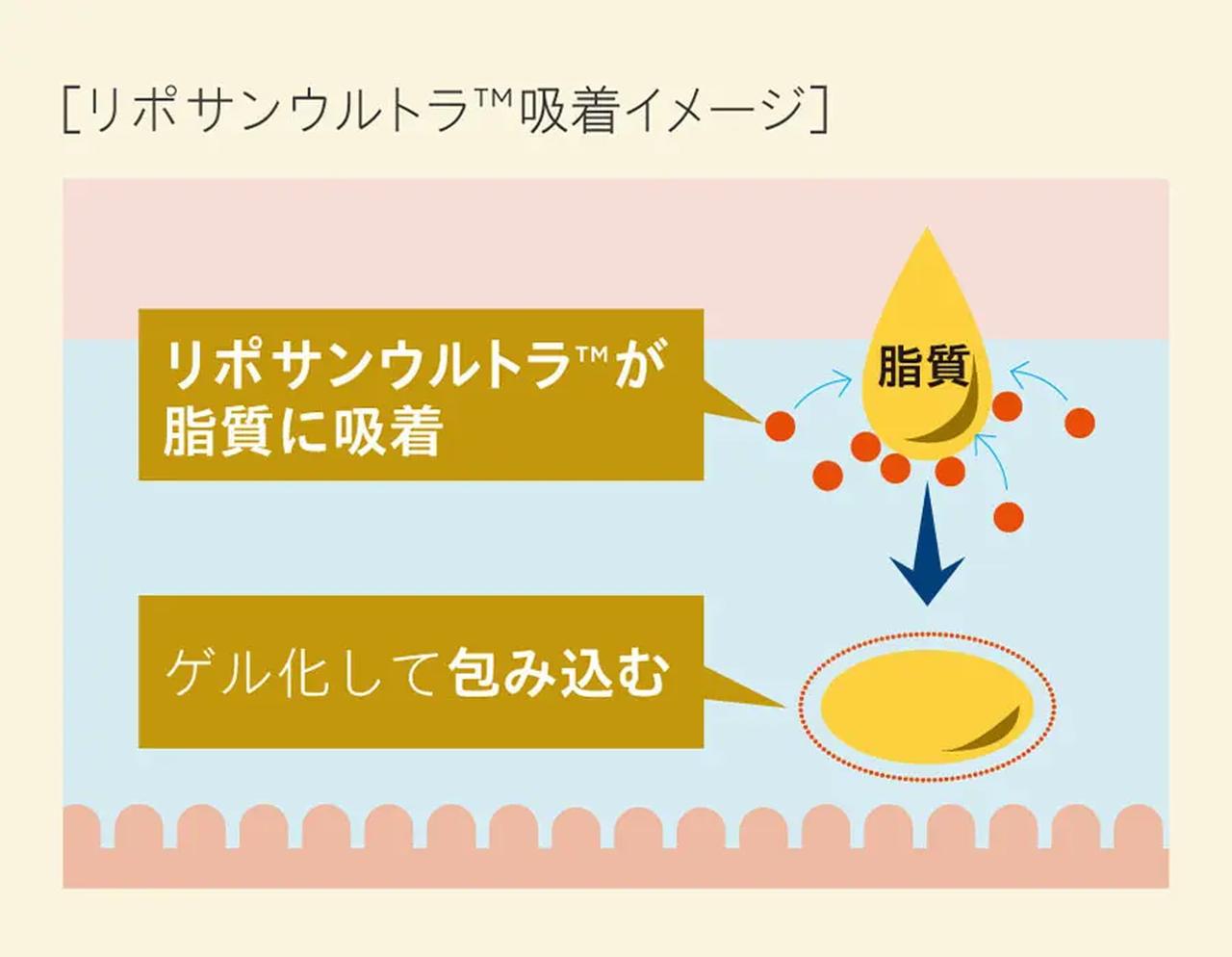 画像: リポサンウルトラ™とは、油に吸着するエビ由来のキトサンの一種。一袋に1,000mg配合しました。外食や揚げ物など、つい油っぽくなりがちな食事のシーンに。