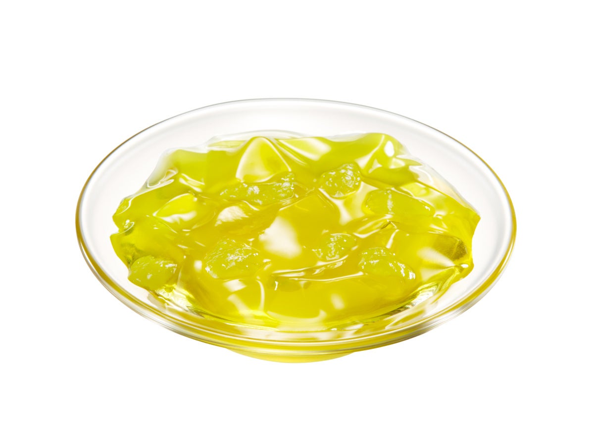 画像: シャインマスカット ゼリー 100円 ※巨峰の果肉入りのゼリーです。 ※自然原料由来のため、巨峰の種が入っていることがあります。また､巨峰の繊維が着色する場合があります。いずれも品質には問題ございません。