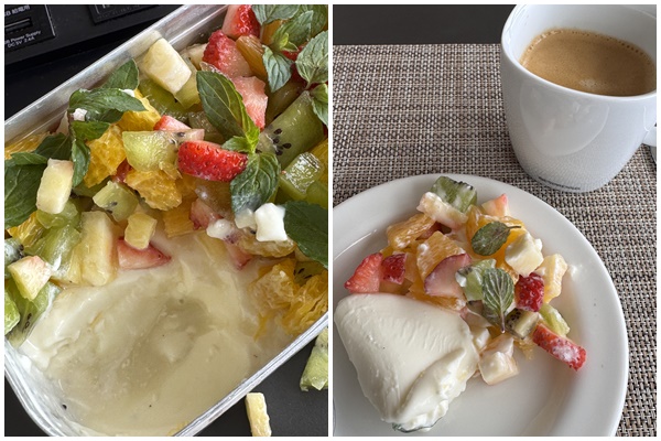 画像: フルーツたっぷりのパンナコッタ。食べきれなかった分は翌朝に。