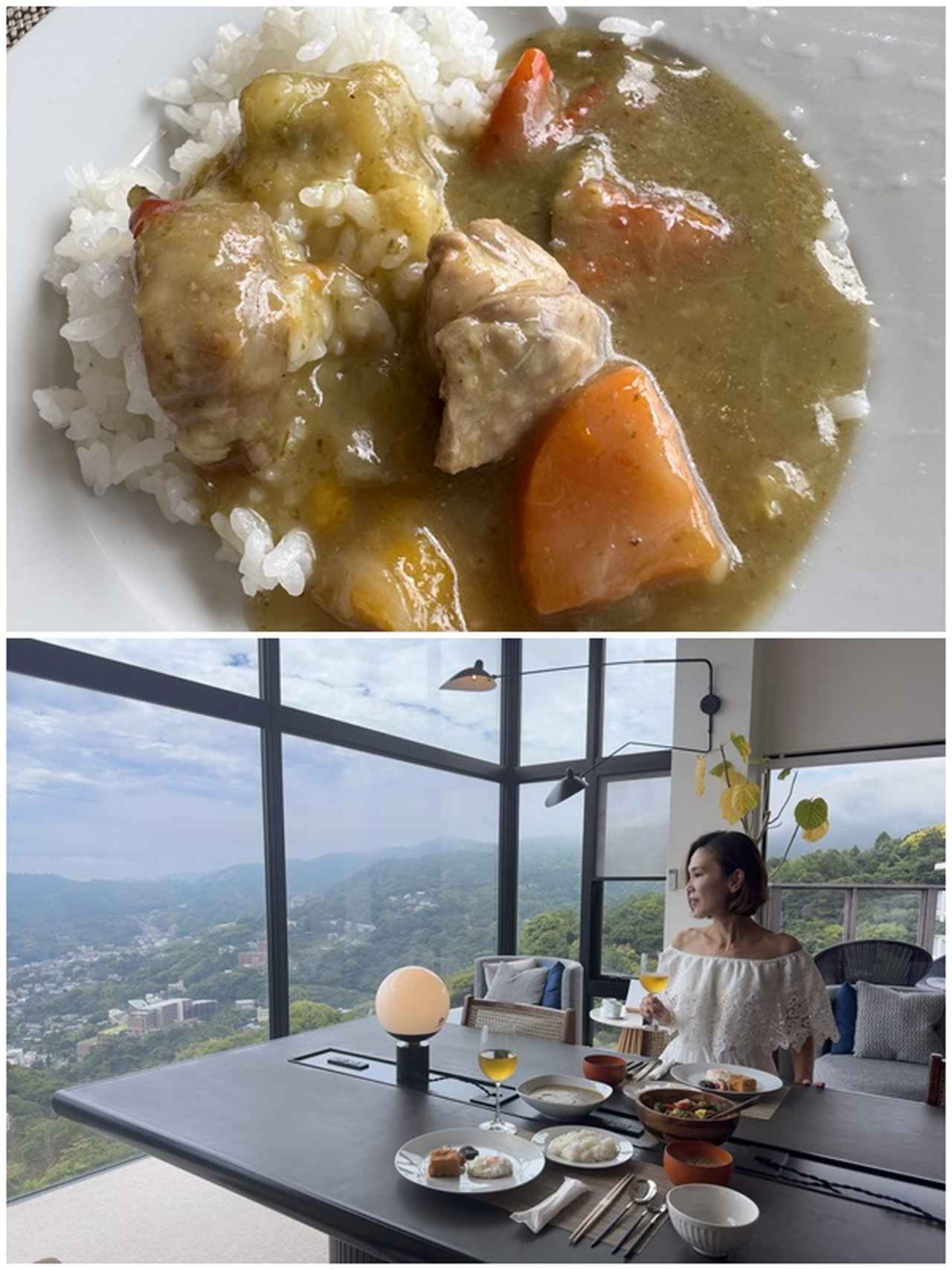 画像: グリーンカレーは辛さ控えめでスパイシーなテイスト。熱海の絶景を眺めながらいただく朝食は格別の美味しさです。