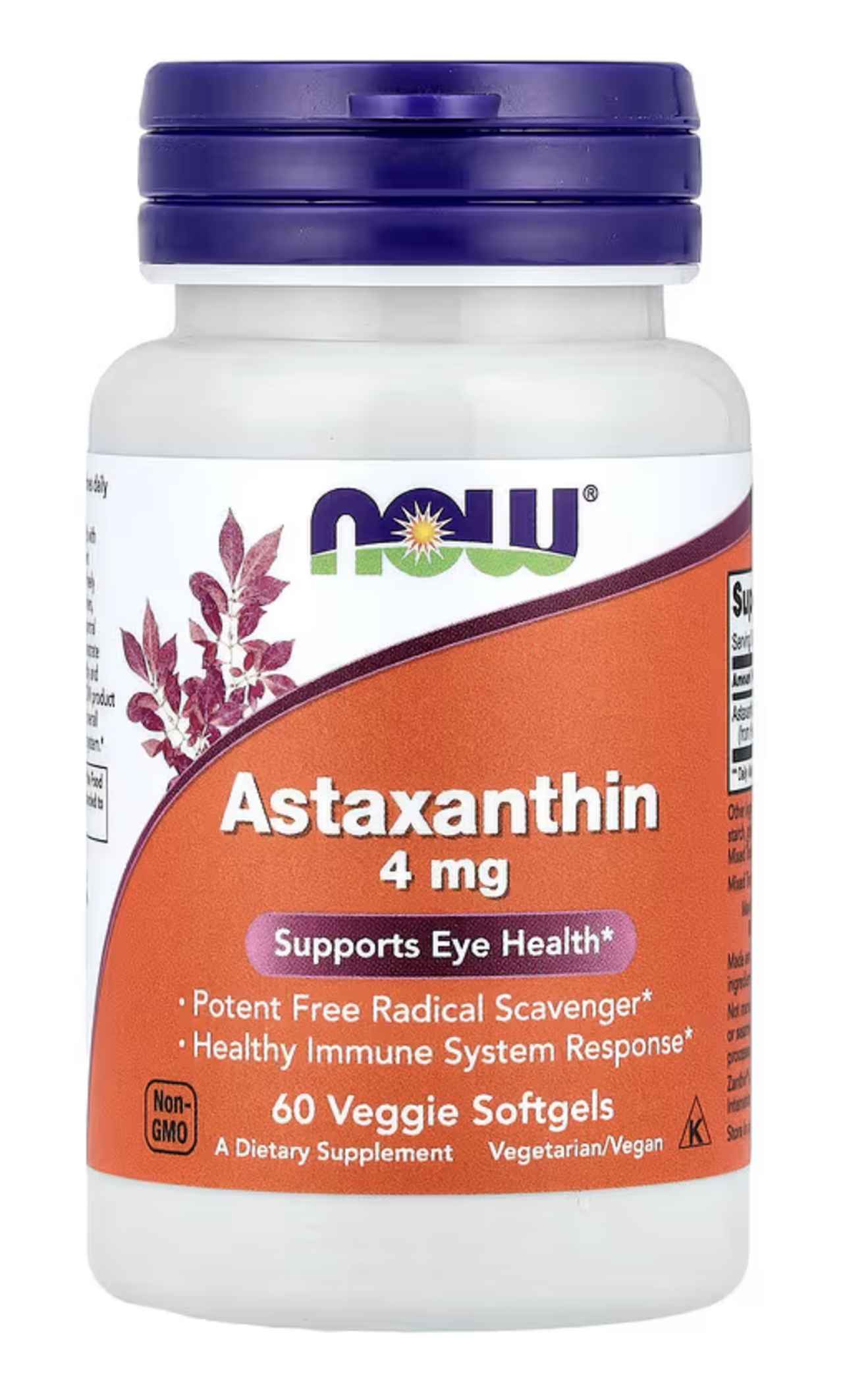 画像: Now Foods（ナウフーズ）, アスタキサンチン、4mg、植物性カプセル60粒 /iHerb