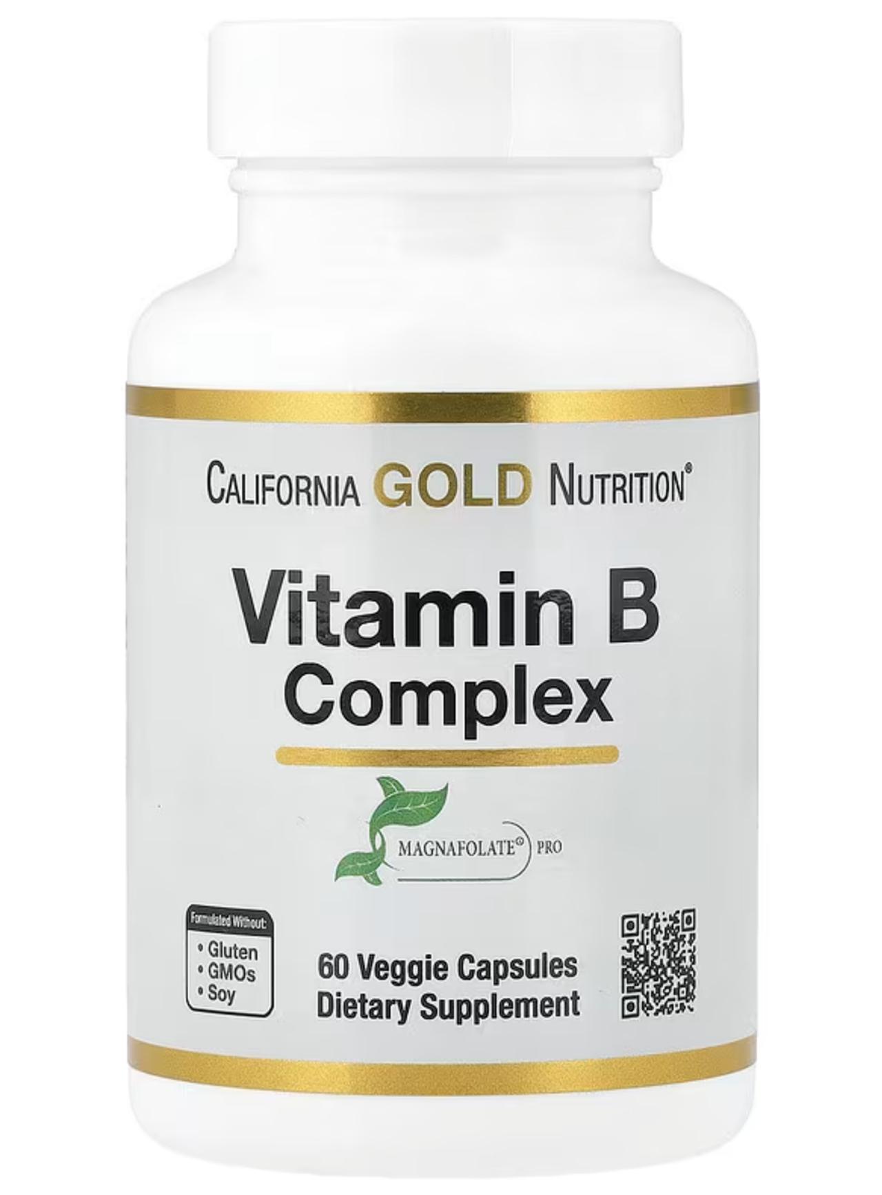 画像: California Gold Nutrition（カリフォルニア ゴールド ニュートリション）, ビタミンB複合体、葉酸 ビオチン パントテン酸 ビタミンB6配合、ベジカプセル60粒/ iHerb