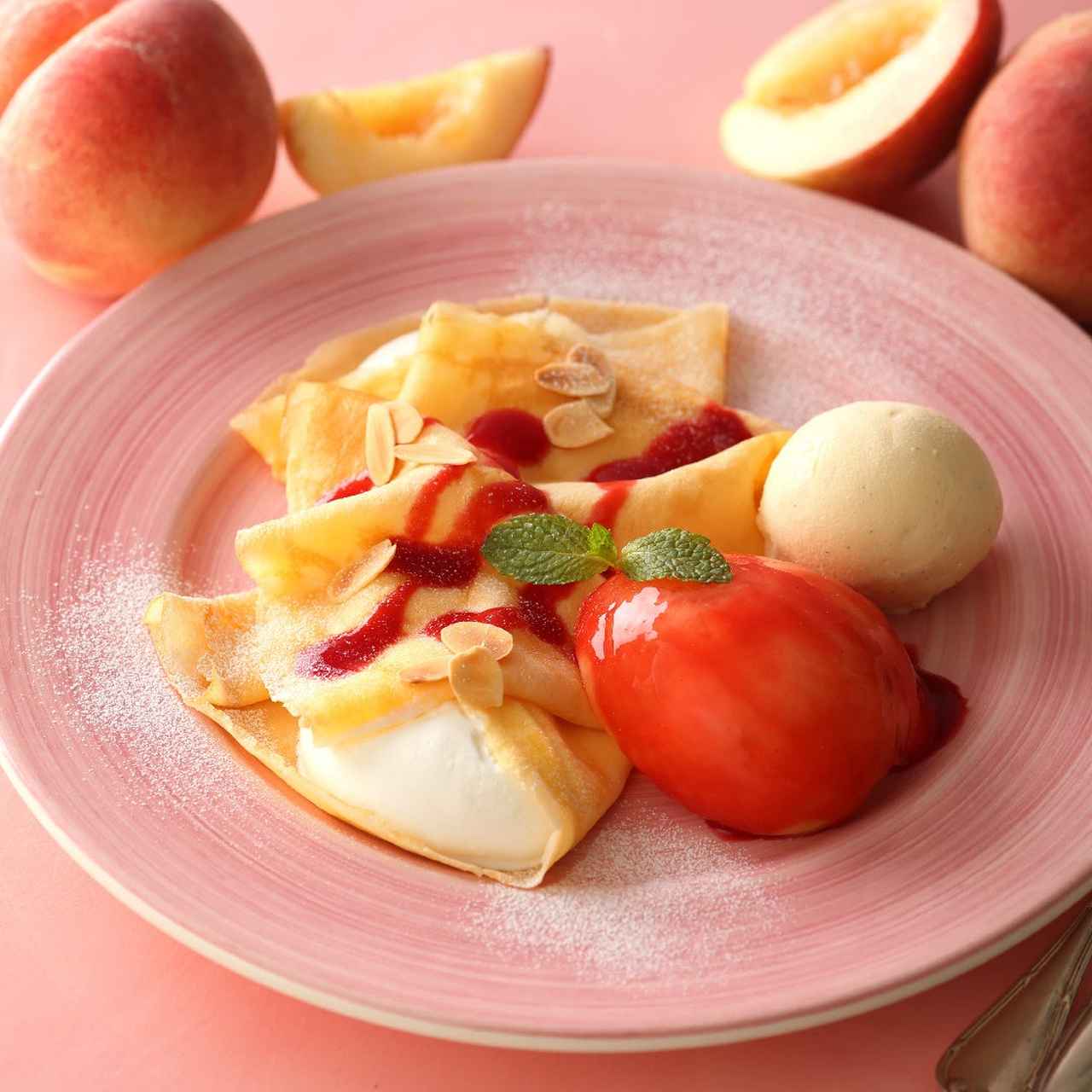 画像: ◆ピーチメルバクレープ（バニラアイス添え）