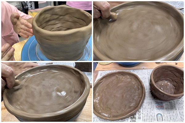 画像: 手捻りでお皿と器を制作。最後は沖山先生が調整し仕上げてくれます。