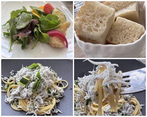 画像: 瀬戸内しらすと季節野菜のスパゲティ ペペロンチーノ　1,870円 ＊全てのパスタにサラダ・パン付