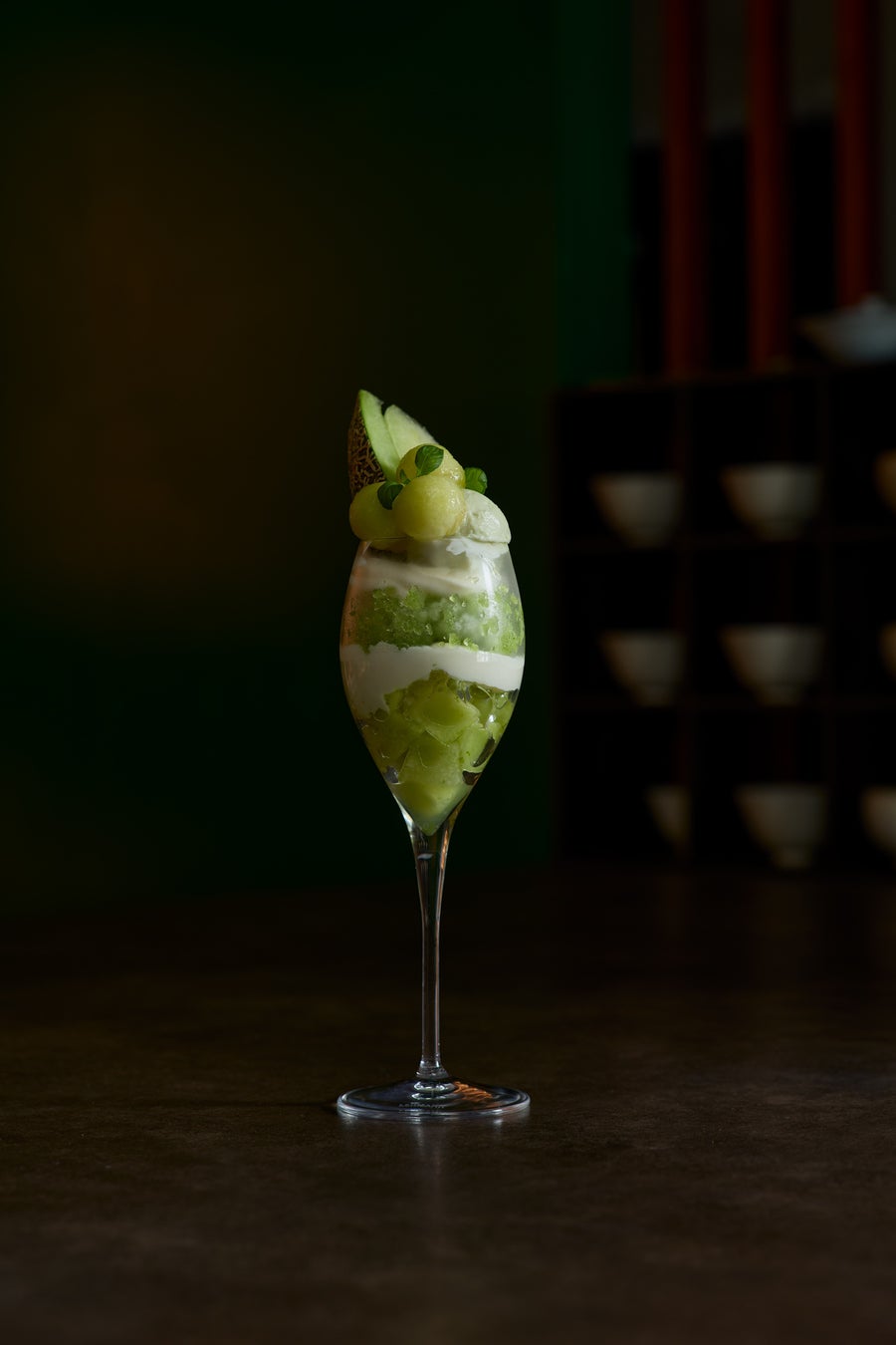 画像: 【緑】メロンと玄米茶のパフェ／1,850円