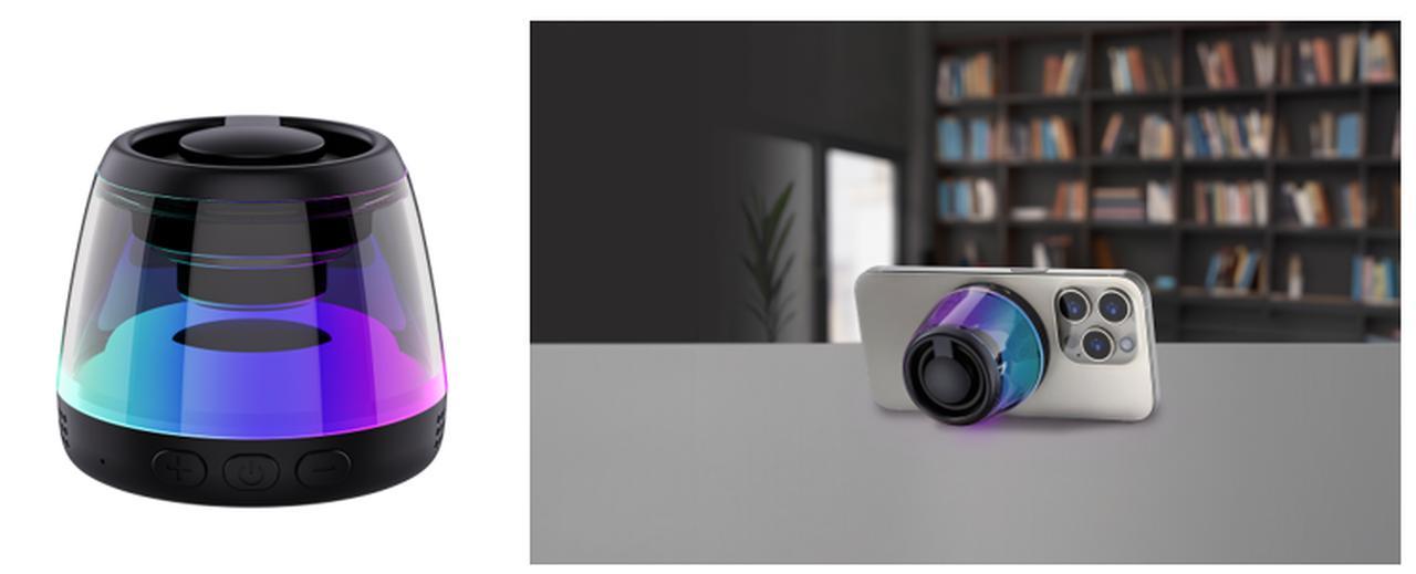 新製品】スマホにピタッと貼れる、光るスピーカー！ゲオ限定