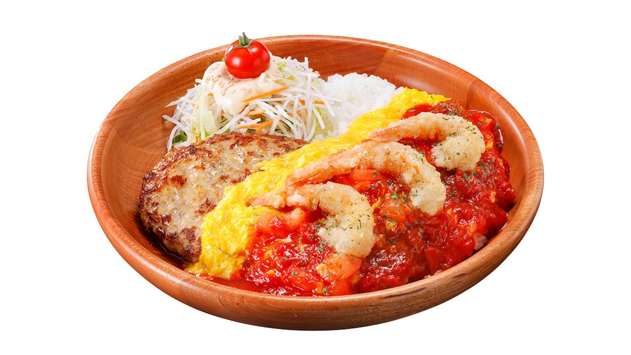 画像: ●角切りトマトとシュリンプのオムバーグディッシュ　＊初登場