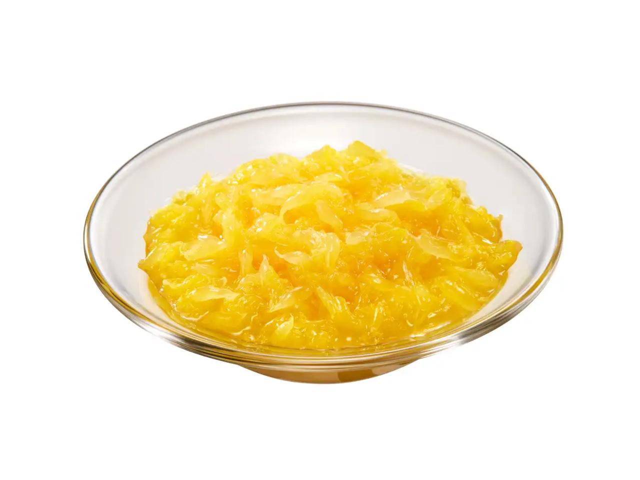 画像: つぶつぶオレンジ果肉 ネーブルオレンジの果肉を果汁に漬け込んだ、つぶつぶ食感が楽しいトッピング。口の中で弾けるような果肉を感じるたび、さわやかな余韻が広がります。「烏龍ティー（甘さ多め）」や「パッションフルーツ阿里山 ティーエード」、「マンゴーピーチ阿里山 ジェラッティー」に合わせるのがおすすめ。