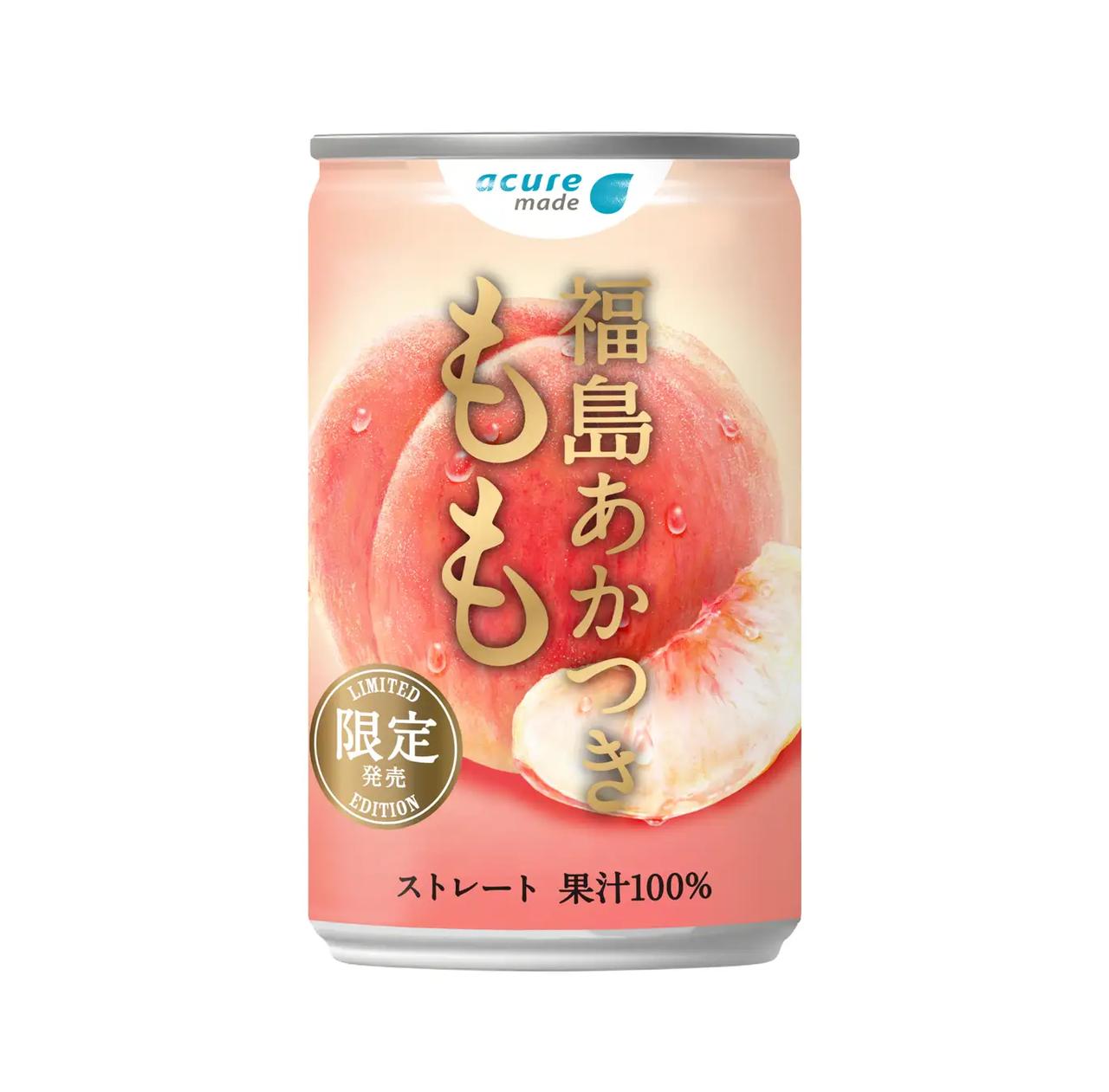 画像: 福島あかつき もも 160g・缶 アキュア公式オンラインストア 4,720円/箱(税込/送料含む) ※アキュア公式オンラインストアでは20本入りのみの販売 NewDays 180円/本(税込)アキュア地産のみもの自販機 190円/本(税込)