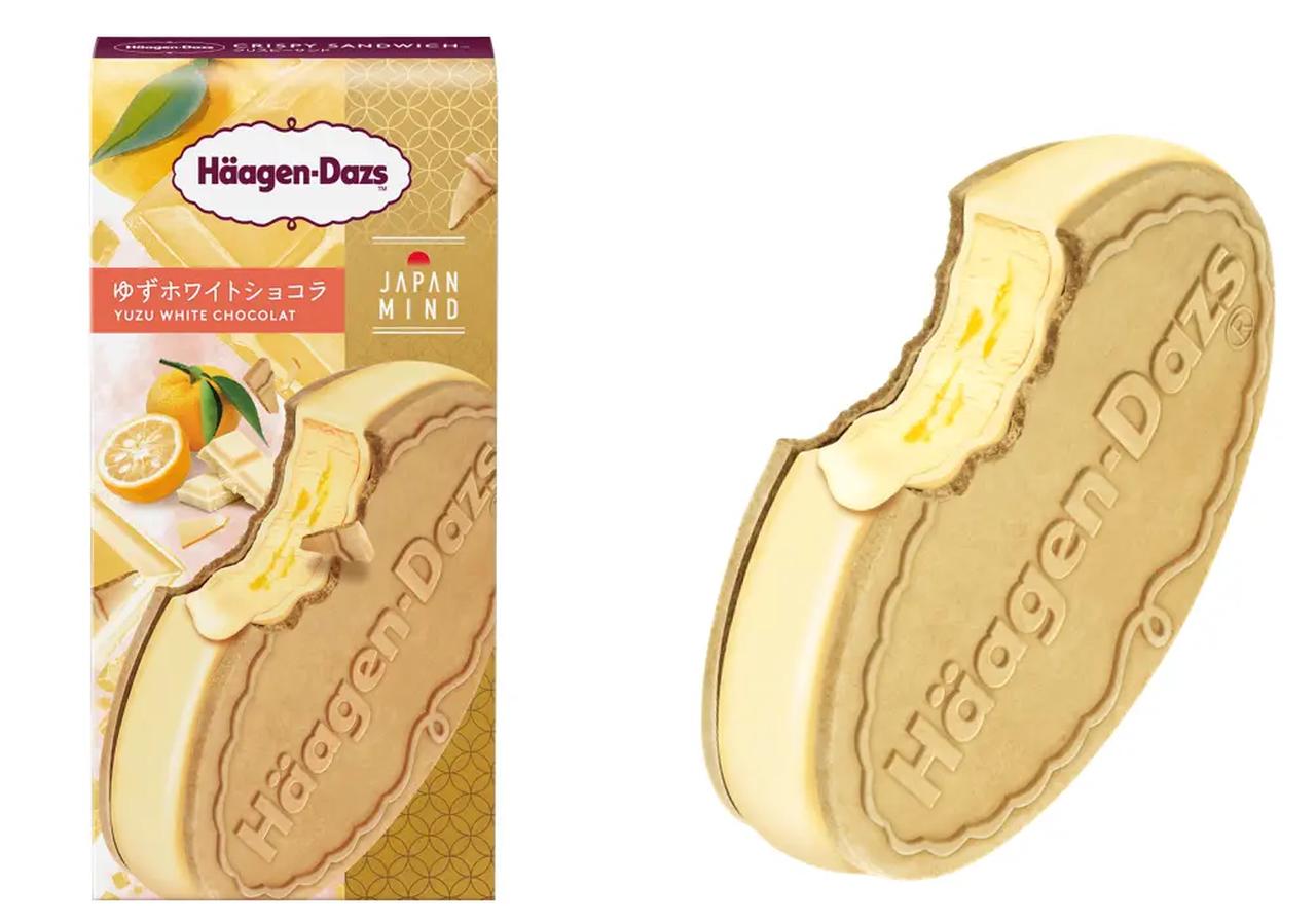 画像: ハーゲンダッツ クリスピーサンド『ゆずホワイトショコラ』(期間限定) 【内 容 量】 60ml 【価 格】 351円(希望小売価格:消費税込み) ※軽減税率適用 【発 売 日】 2025年8月19日(火) 【販 売 先】 全国のスーパーマーケット、コンビニエンスストア、デパート他