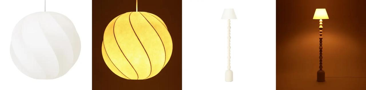 画像: 【商品名】ツイストオーブペンダントランプ　【価格】25,000円 【商品名】オブジェフロアランプ【価格】25,000円