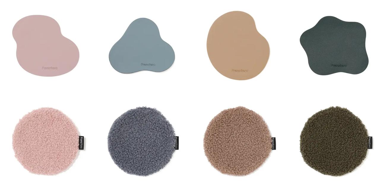 画像: 【商品名】リバーシブル コースター 【種類】ピンク/ブルー/ブラウン/グリーン 【価格】各600円