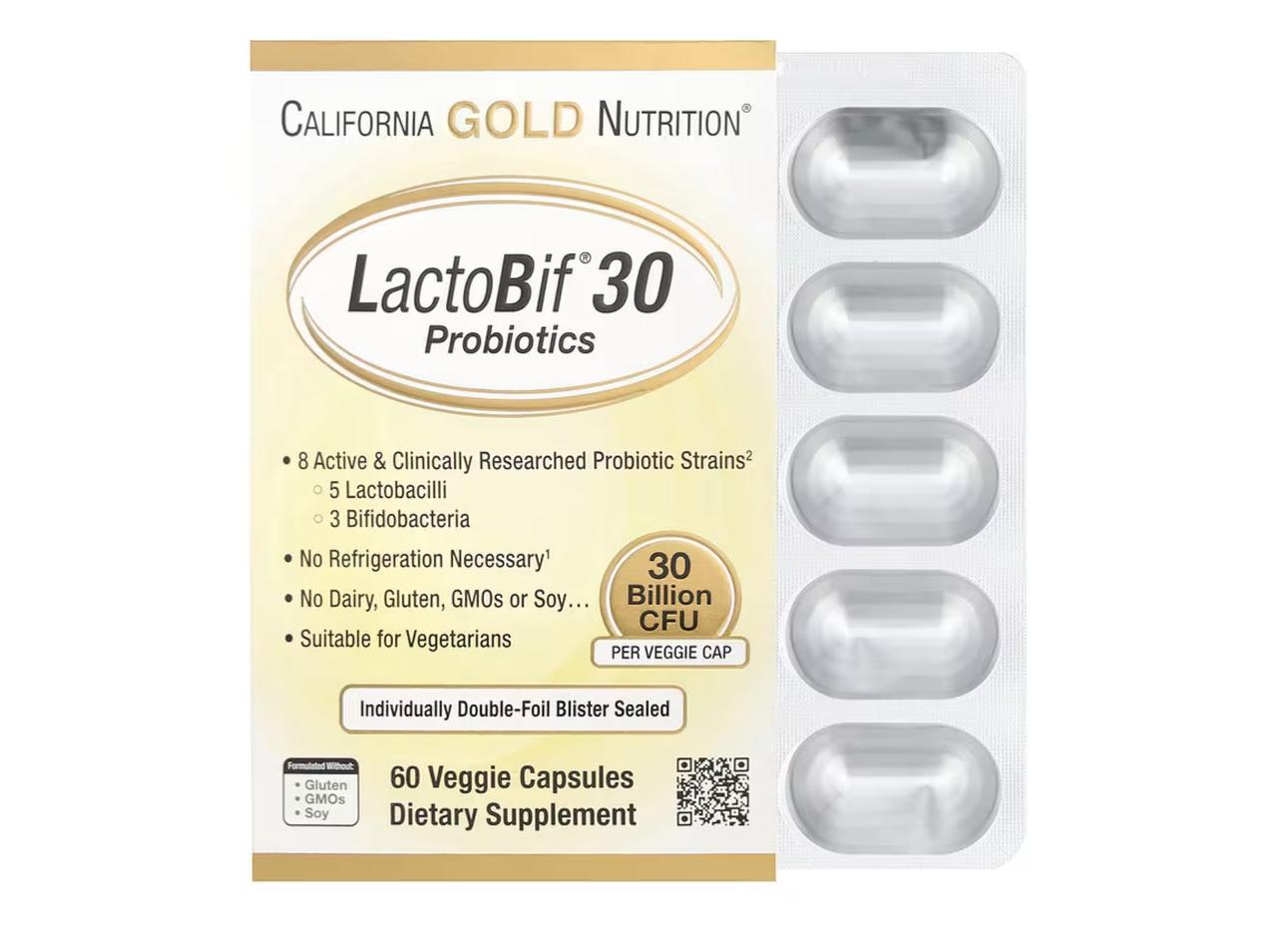 画像: California Gold Nutrition,LactoBif®（ラクトビフ）30プロバイオティクス、300億CFU、ベジカプセル60粒 / iHerb