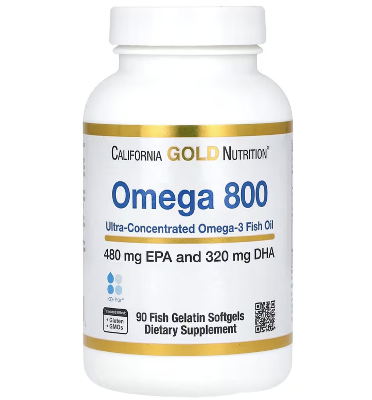 画像: California Gold Nutrition, オメガ800高濃度オメガ3フィッシュオイル、トリグリセリド型、魚ゼラチンソフトジェル90粒 / iHerb