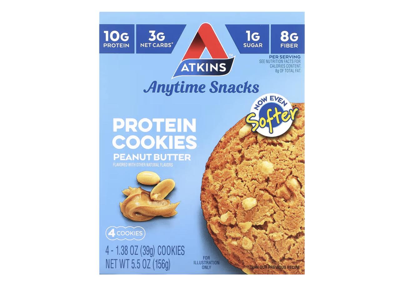 画像: Atkins, 携帯スナック、プロテインクッキー、ピーナッツバター、4枚 / iHerb