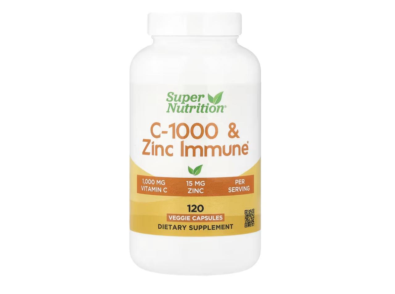 画像: Super Nutrition, C-1000 &amp; Zinc Immune、ベジカプセル120粒 / iHerb