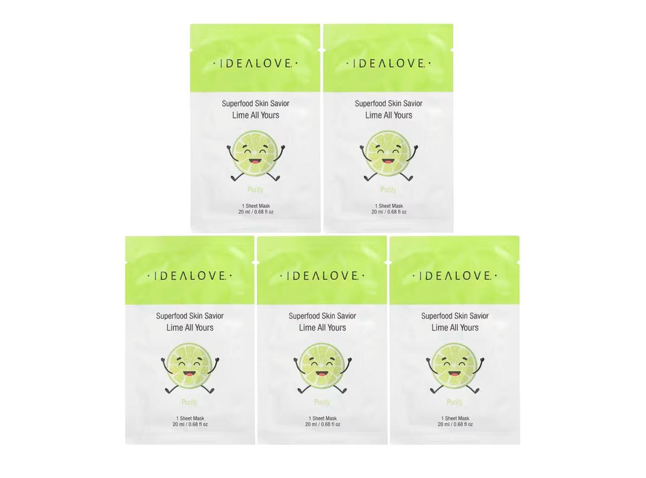 画像: Idealove, スーパーフード スキンセイヴィア、ライム オール ユアーズ、美容シートマスク5枚 / iHerb
