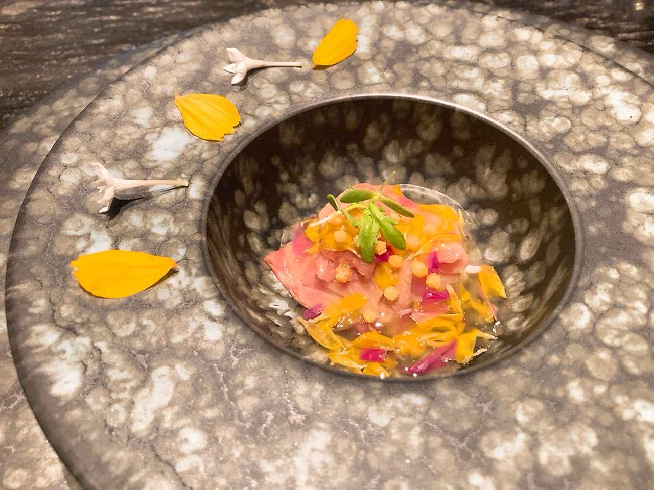 画像: 黒毛和牛ロースのしゃぶしゃぶ 菊花餡 もち麦粥