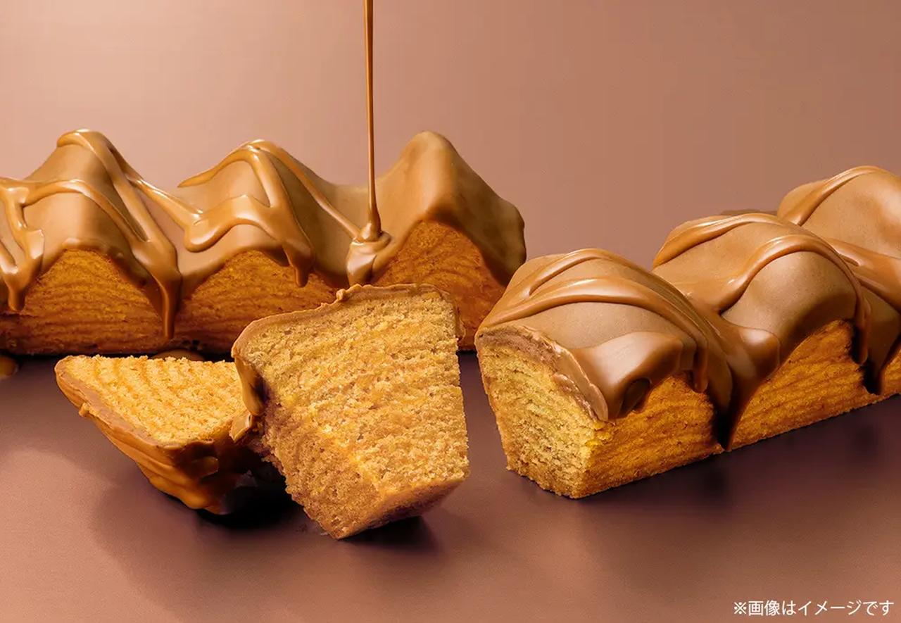 画像: 香ばしい蜜芋バターのバームクーヘンに、こっくりキャラメルショコラをとろり