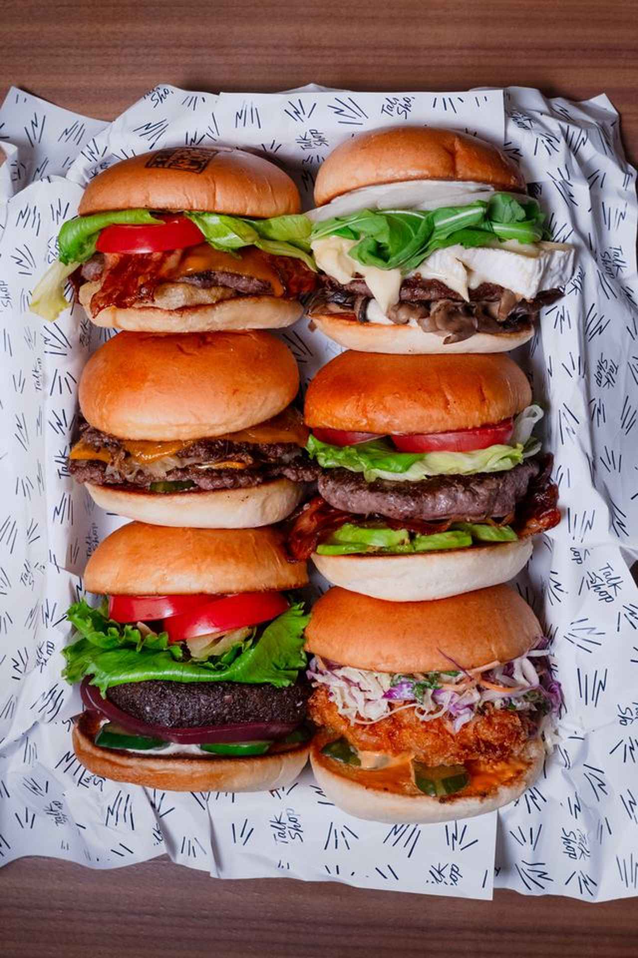 画像: 上段　＠キャプション、黒毛（KG）和牛 中段　ザ・スマッシュ、カリフォルニアン 下段　NO モー、チキンバーガー