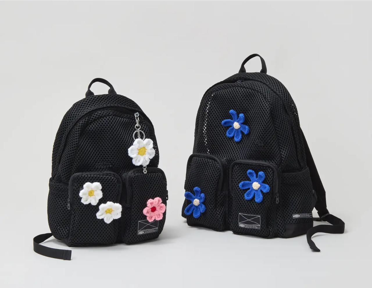 画像: メッシュバックパック（M）7,920円（税込）/（L）8,360円（税込）※いずれもスティコン別売り　ニットフラワースティコン各種　各：1,650（税込）