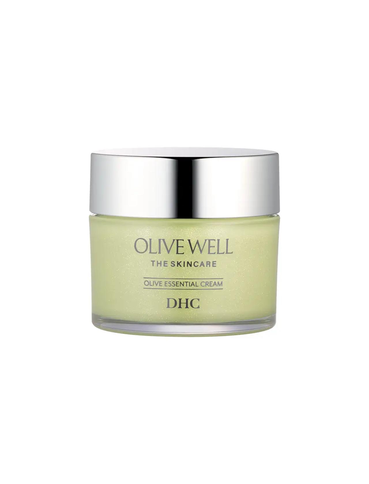 画像: 商品名：DHC オリーブ エッセンシャル クリーム 商品特長： ＜オリーブ発酵液※1配合＞ フロール・デ・アセイテ※3とオリーブ発酵液※1のWパワーでふっくら・ハリ・弾力を与えるクリーム。 販売価格/容量： 本品:3,740円(税込)/50ｇ、リフィル:3,410円(税込)/50g