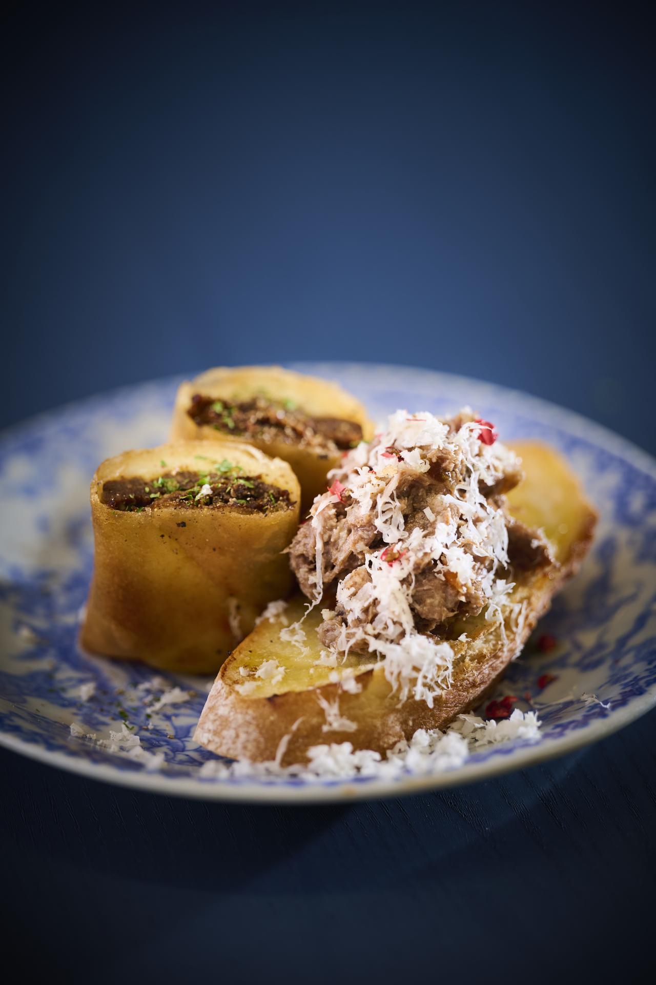 画像: 英国産ビーフ 和風リエットと春巻きのセット / 1,400円