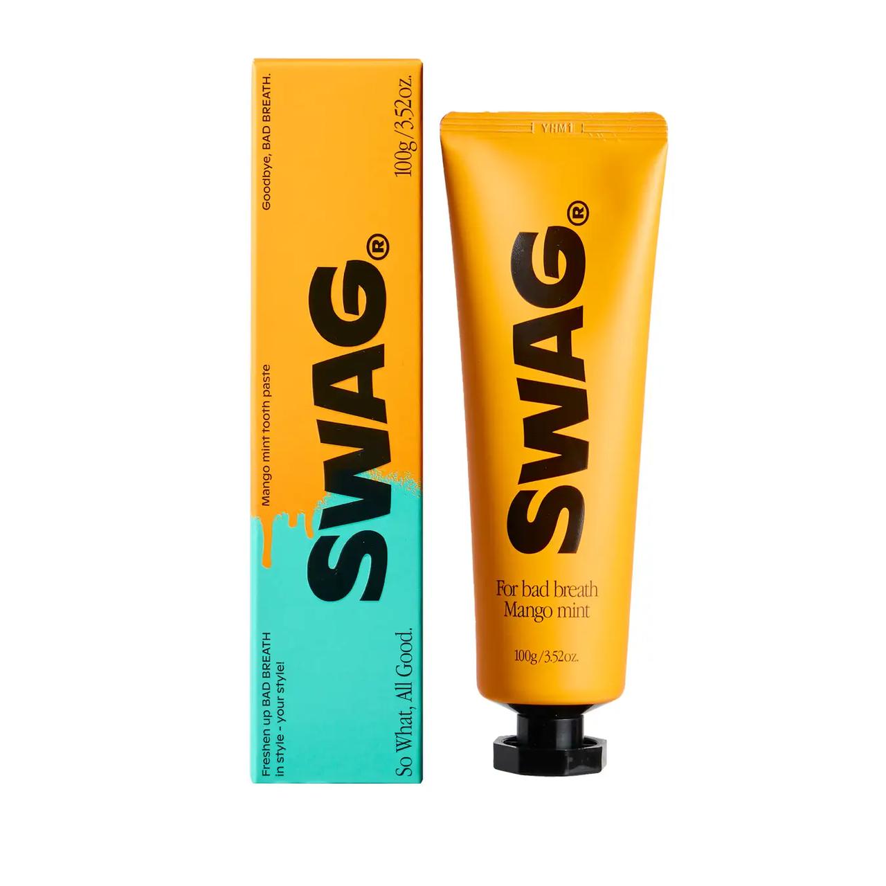 画像: 商品名：SWAG TOOTH PASTE FOR BAD BREATH MANGO MINT （スワッグ トゥース ペースト フォー バッド ブレス マンゴー ミント） 発売日：10月11日（土） 容量：100g 価格：1,430円（税込） 販売場所：ロフト先行発売