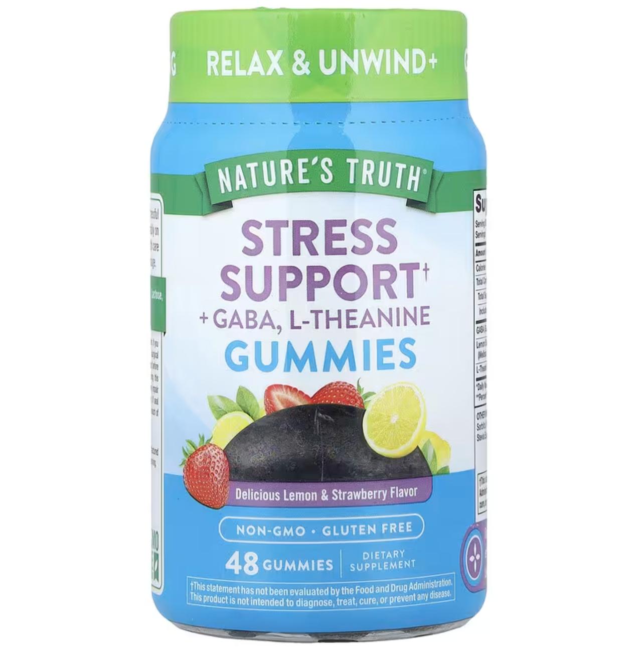 画像: Nature's Truth, Stress Suppor+GABA、L-Theanine、レモン&ストロベリー、グミ 48粒 / iHerb