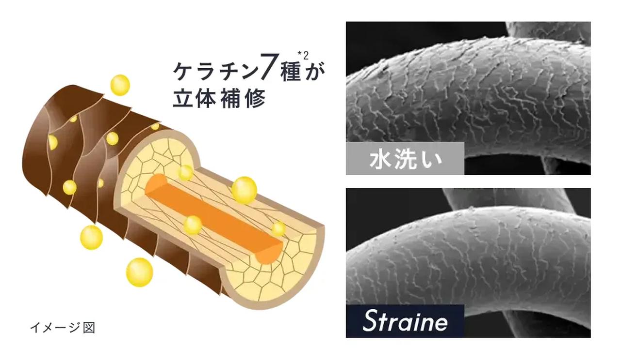 画像: POINT03|潤いバリア -湿気にも熱にも負けない髪へ 湿気によるうねりを防ぐために、【5種のセラミド※10】と【サクラン®※11】で髪内部の水分をキープ。さらに、熱に反応してバリアを形成する【γ-ドコサラクトン※12】と、キューティクルを保護する【擬似18-MEA※13】が外的ダメージから髪を守り、湿気に強いストレート状態を長時間キープします。