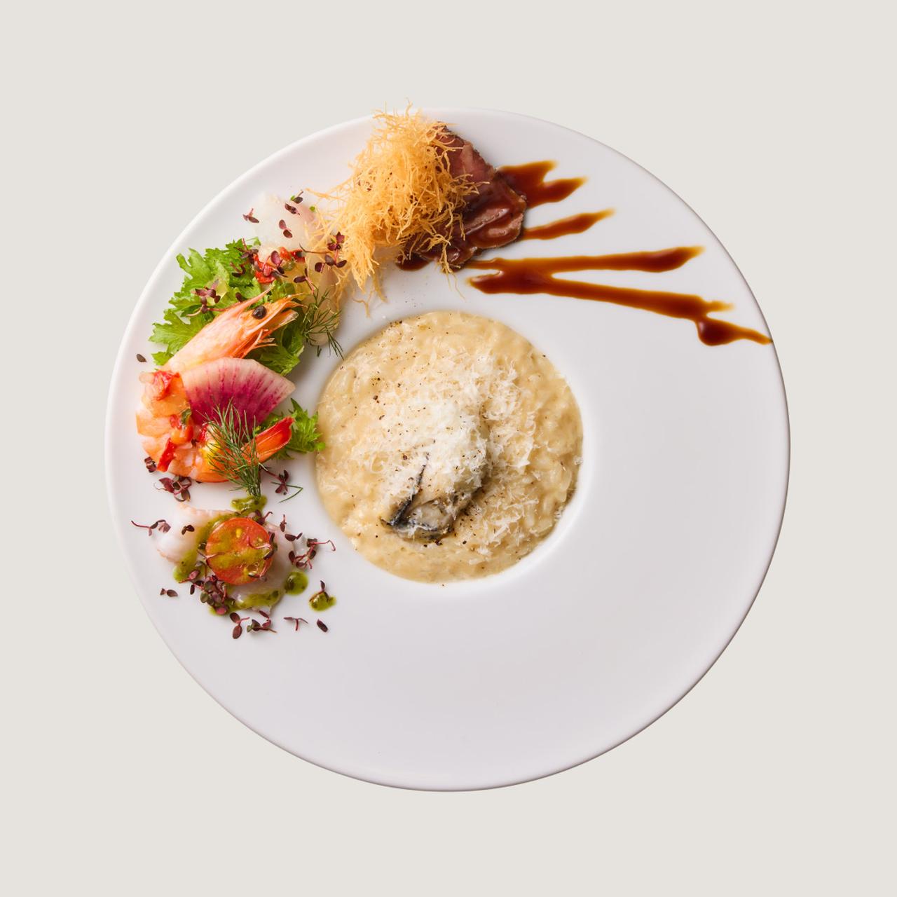 画像1: ⚫︎8TH SEA OYSTER Bar 牡蠣とチーズたっぷりトリュフクリームリゾット～前菜3種添え～／1,980円