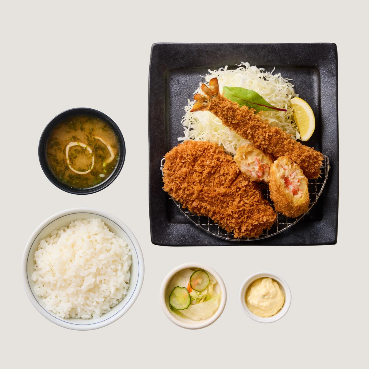 画像: ⚫︎とんかつ まい泉 黒豚とんかつと冬の海鮮ミックスフライ膳／2,830円