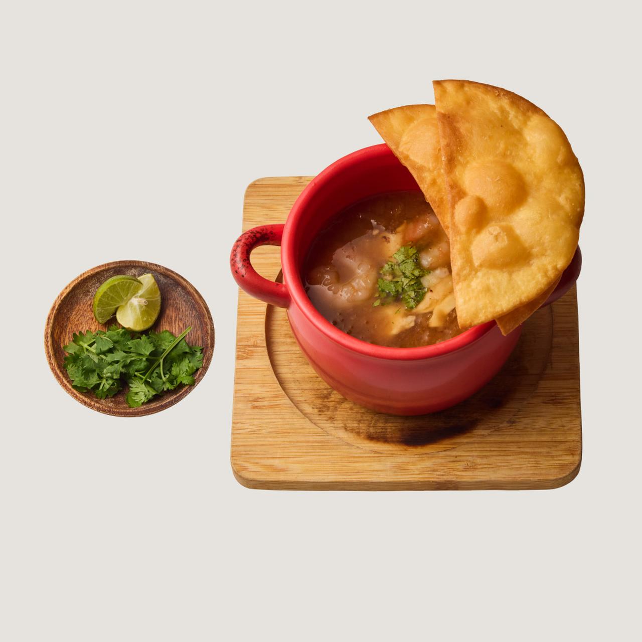 画像: ⚫︎モダンメキシカン マヤルス さくさくトルティーヤのオニオングラタンスープ／1,450円