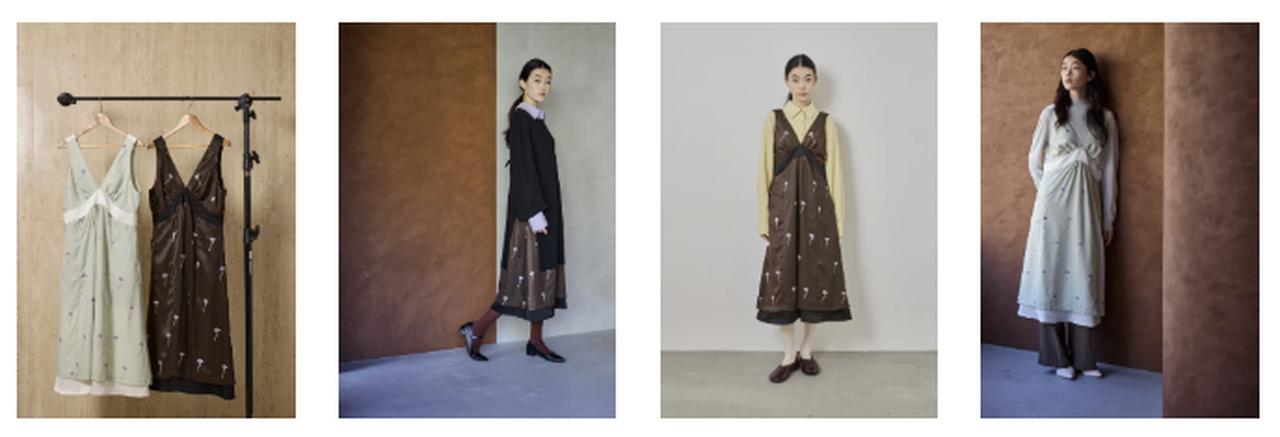 画像: style_2：サロペットドレス ※2025年12月12日（金）予約販売商品 深いVラインが描く女性らしいシルエットに、繊細なフラワープリントが華やぎを添えるサロペットドレス。とろみのある素材が歩くたびにしなやかに揺れ、高めの切り替えがスタイルアップを叶えてくれます。日常はもちろん、特別なシーンにも軽やかに寄り添います。