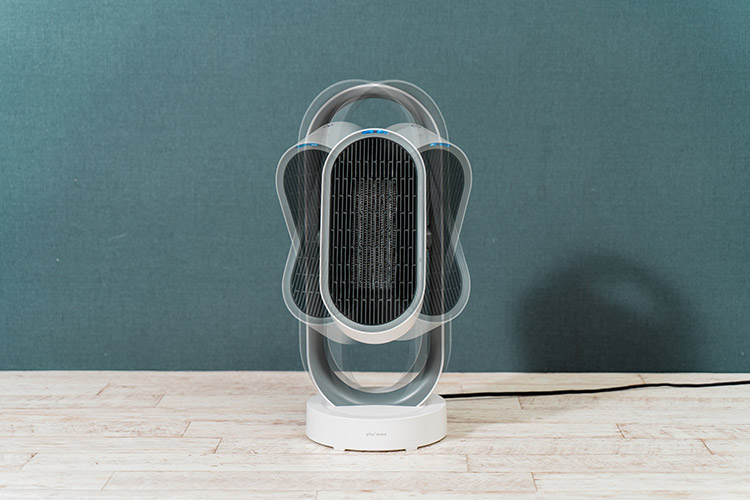 画像: 上下✖左右の3D自動首振りで、広範囲を一気に暖める