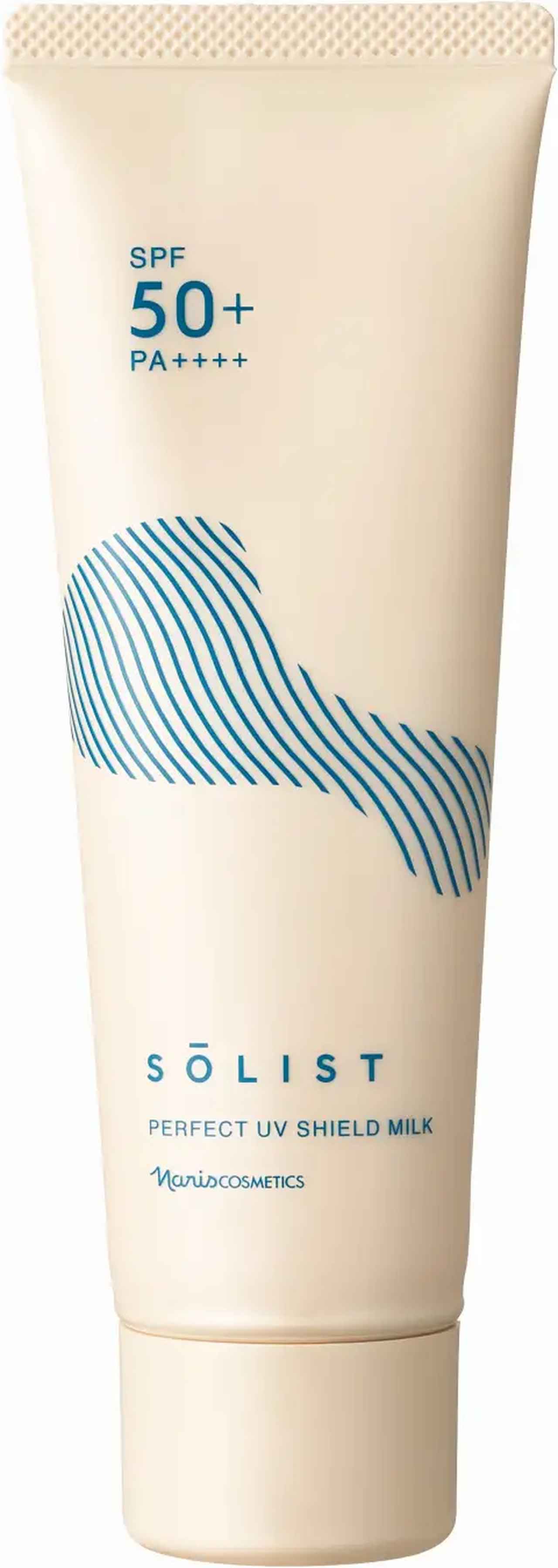 画像: ソリスト　パーフェクトUVシールドミルク 価格：1,800円（税抜）1,980円（税込） 容量：80ｇ SPF/PA：SPF50＋/PA＋＋＋＋ UV耐水性：★★ 使用部位：顔・身体 ウォータープルーフ：〇