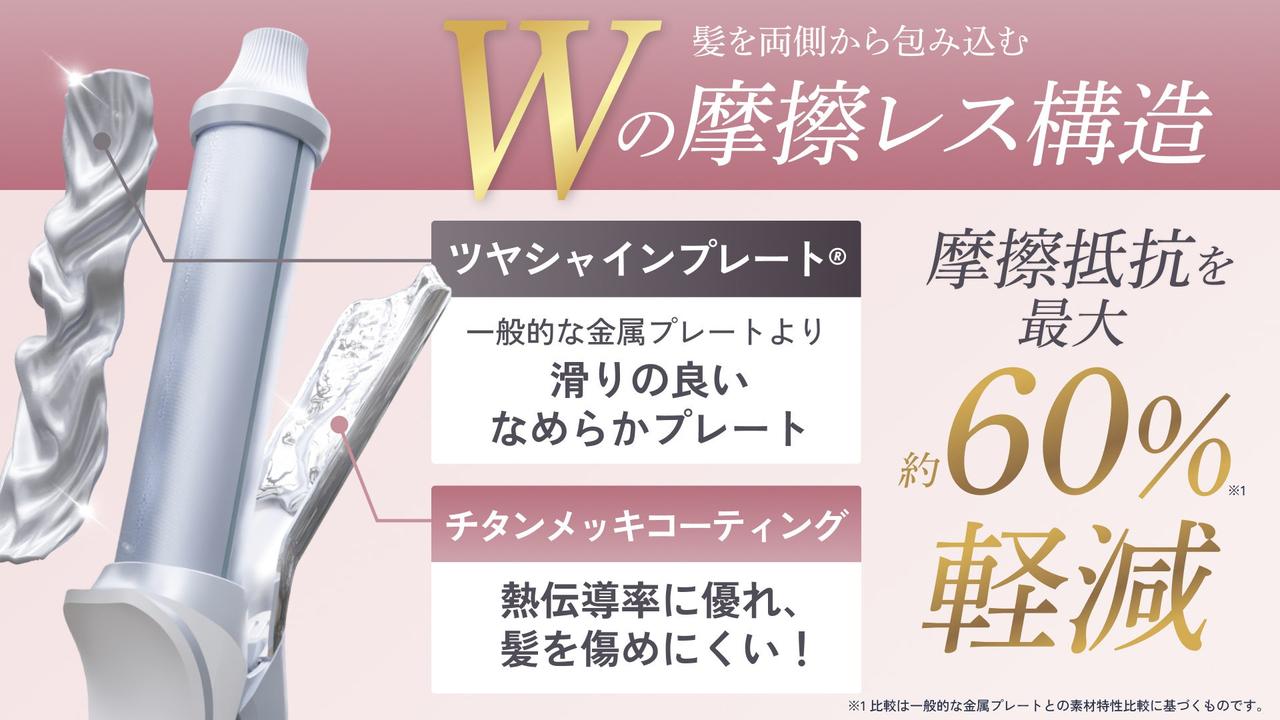 画像: 髪を潰さず、うるおいを守る「W摩擦レス構造」