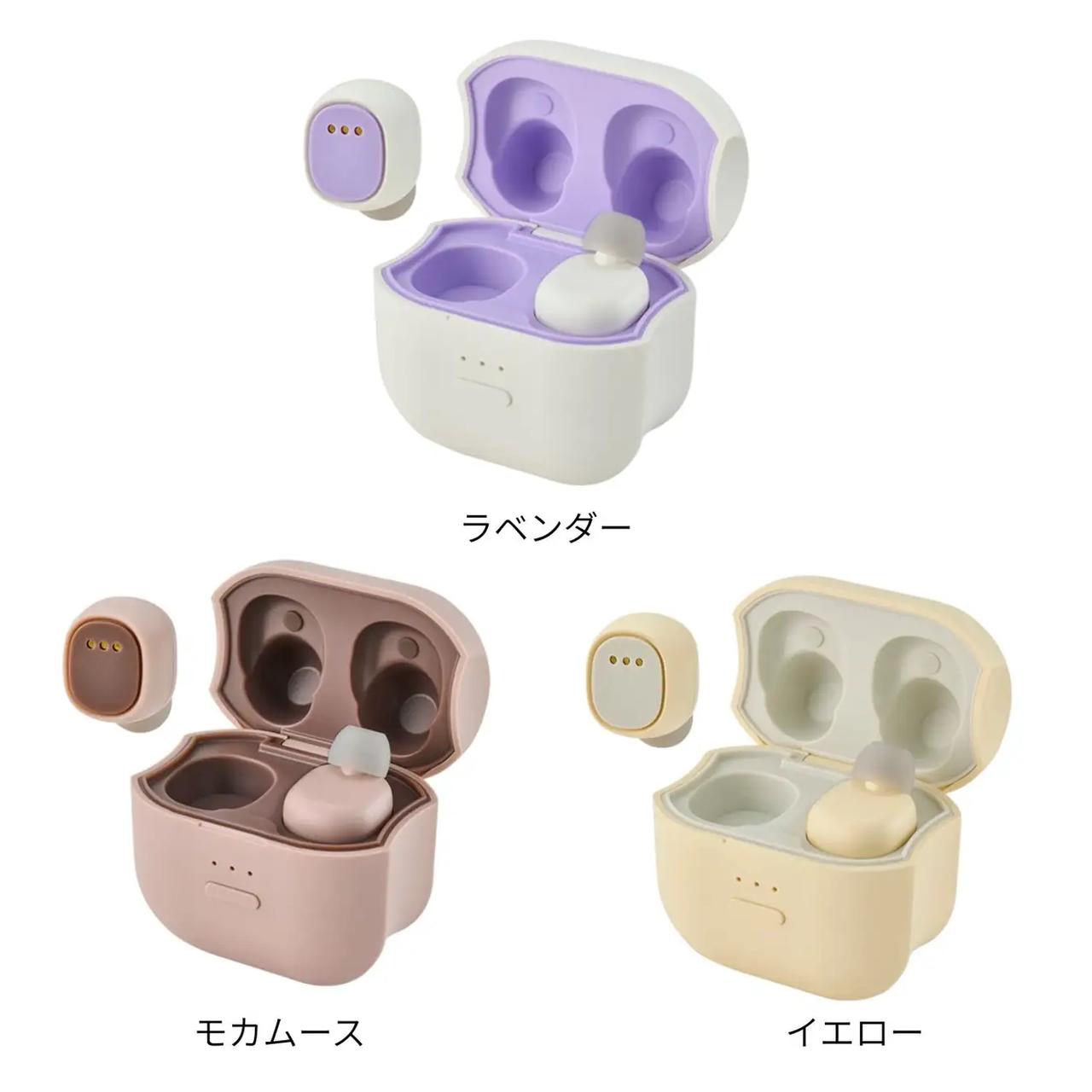 画像: 品名：イヤラボ mini 型番：SEL-02ME 販売価格：5,500円（税込） カラー ：ラベンダー、モカムース、イエロー 本体寸法(耳栓) ：W23.6mm×H19.2mm×D19.2mm（突起部含む） 充電ケース寸法 ：約W58mm×H60mm×D35mm（突起部含む） 本体(耳栓)質量 ：約10g 充電ケース質量 ：約62g 持続時間：約15分(目安) 設定温度：【弱】約38℃／【中】約43℃／【強】約48℃ 付属品：イヤーピース3種（S/M/L）、USBコード（TYPE-C（A-C））、取扱説明書（保証書付） 充電時間：約2時間30分 ※実際の時間などは使用状況、使用環境により異なります。