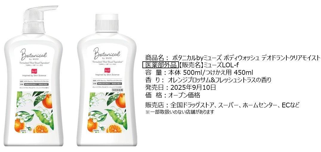 画像3: シリーズ累計450万個達成のボタニカルbyミューズから、初のボディソープ誕生!殺菌+保湿成分*1の両立を実現した『ボタニカルbyミューズボディウォッシュ デオドラントクリアモイスト』発売中
