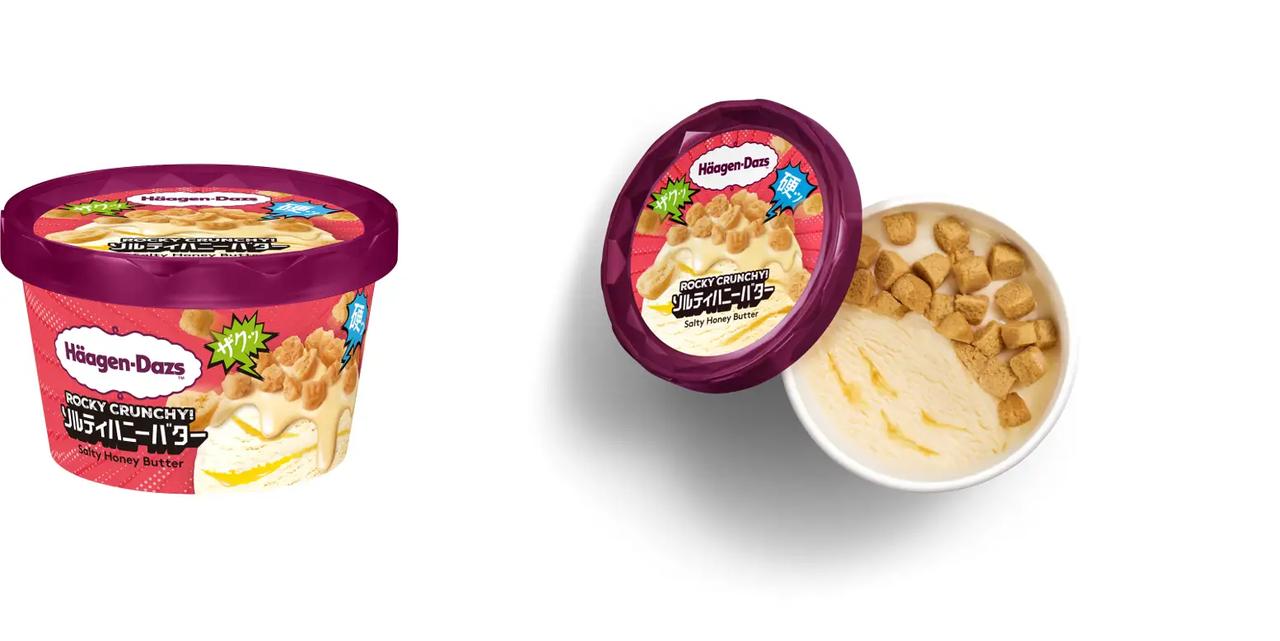画像: ハーゲンダッツ ミニカップ ROCKY CRUNCHY!『ソルティハニーバター』（期間限定） 【内 容 量】 87ml 【価　　格】373円（希望小売価格：消費税込み）　※軽減税率適用 【発 売 日】 2026年3月10日（火） 【販 売 先】 全国のスーパーマーケット、コンビニエンスストア、デパート他