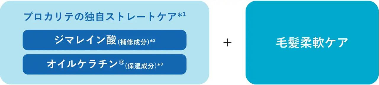 画像: *⁷ 髪の手触りや仕上がりのこと *⁸ 加水分解ウールキューティクルタンパク、クオタニウム‐33、グリセリン *¹ ダメージによるうねりを整えること *² ジマレイン酸プロピレンジアンモニウム *³ イソステアロイル加水分解ケラチン、イソノナン酸イソノニル