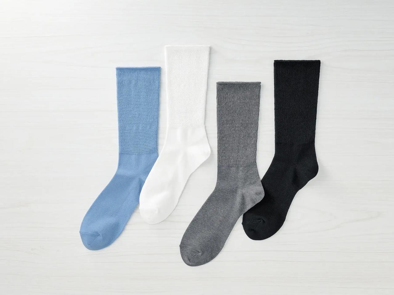 画像: 『締め付けないドライソックス クルー丈（SL-C601B）』 色　　 ：BL（ブルー）、WH（ホワイト）、GY（グレー）、BK（ブラック） サイズ ：25～27㎝