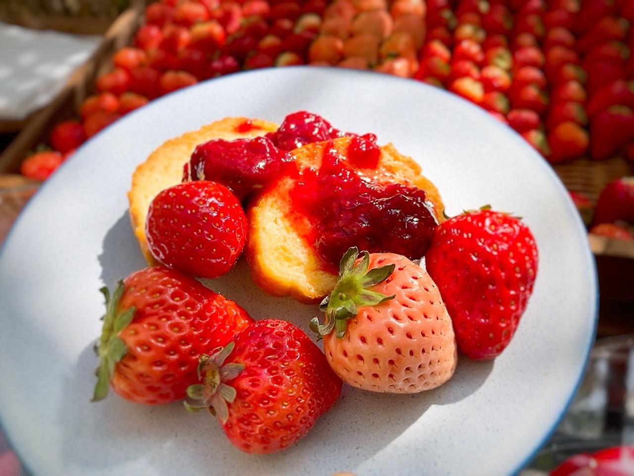 画像: フレンチトーストにもたっぷりの苺を乗せて