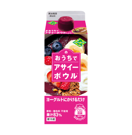 画像: おうちでアサイーボウル ヨーグルトにかけるだけ ［名称］83％混合果汁入り飲料 ［内容量］720g ［発売日］2026年3月30日 ［販売価格］オープン価格 ［販売先］全国のスーパー、ドラッグストア、通販サイト※