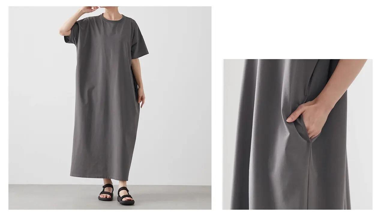 画像: 商品名/汗シミーヌ・ビックシルエットTシャツワンピース 価格/4,990円(税込) カラー/2色(ブラック、チャコール) サイズ/3サイズ(M、L、LL) www.bellemaison.jp
